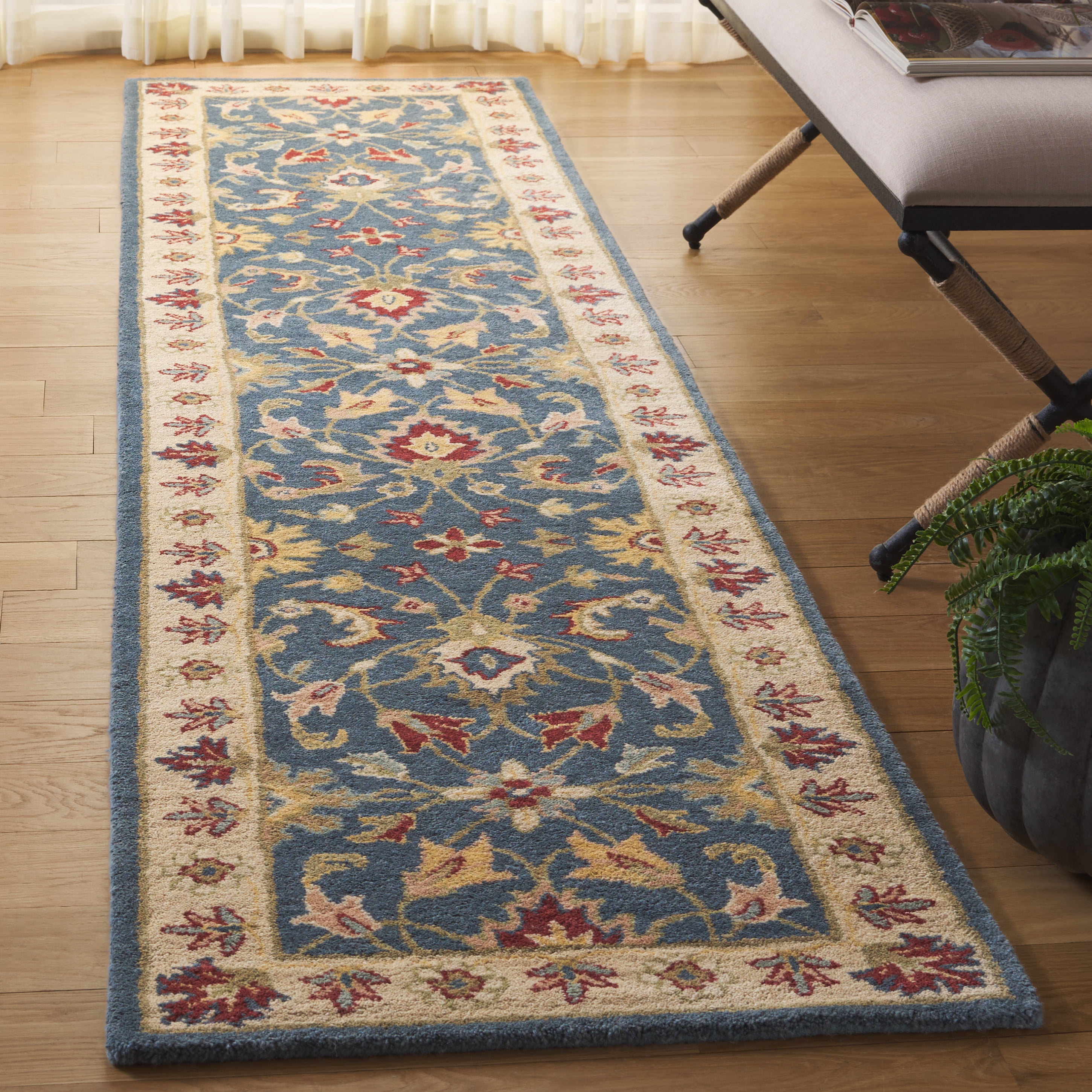 SAFAVIEH Antiquity Anderson Oriental Wool Runner Rug, Blue/Beige, 2'3" x 12'