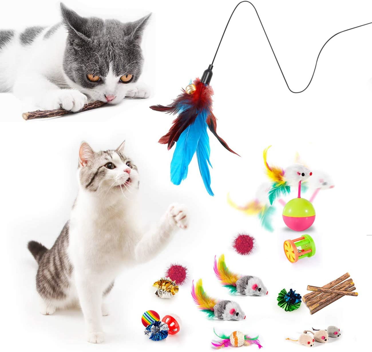 Yananmall Cat Toys Cat Hat Self-Play Toy Fish and Feather Teaser Toy  Interactive Cat Toy for Indoor Kitten Fishing Head Wearing Funny Cat  Stick（Pink : : Pet Supplies