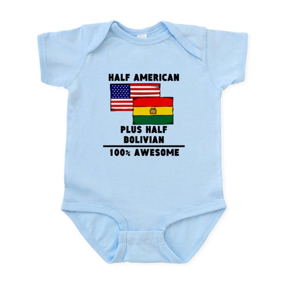 CafePress - Half Bolivian 100% Awesome Body Suit - Baby Light Bodysuit, Size Newborn - 24 Months