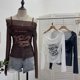 thumbnail image 2 of Camisola de manga larga con protección solar y malla de un solo hombro para mujer, estilo retro Y2K, para chica sexy, traje de dos piezas, atuendos diarios, 2 of 5