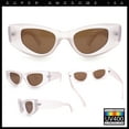 thumbnail image 3 of Womens Classy Mod Thick Plastic Triangular Cat Eye Rectangle Sunglasses Pink Frost - Brown, 3 of 8