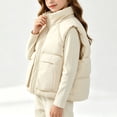 thumbnail image 4 of Atogsazn Kids Girls Full Zip Puffer Vest Childrens Casual Windproof Sleeveless Tank Tops Winter Warm Tops Beige 7-8 Years Fashion, 4 of 9