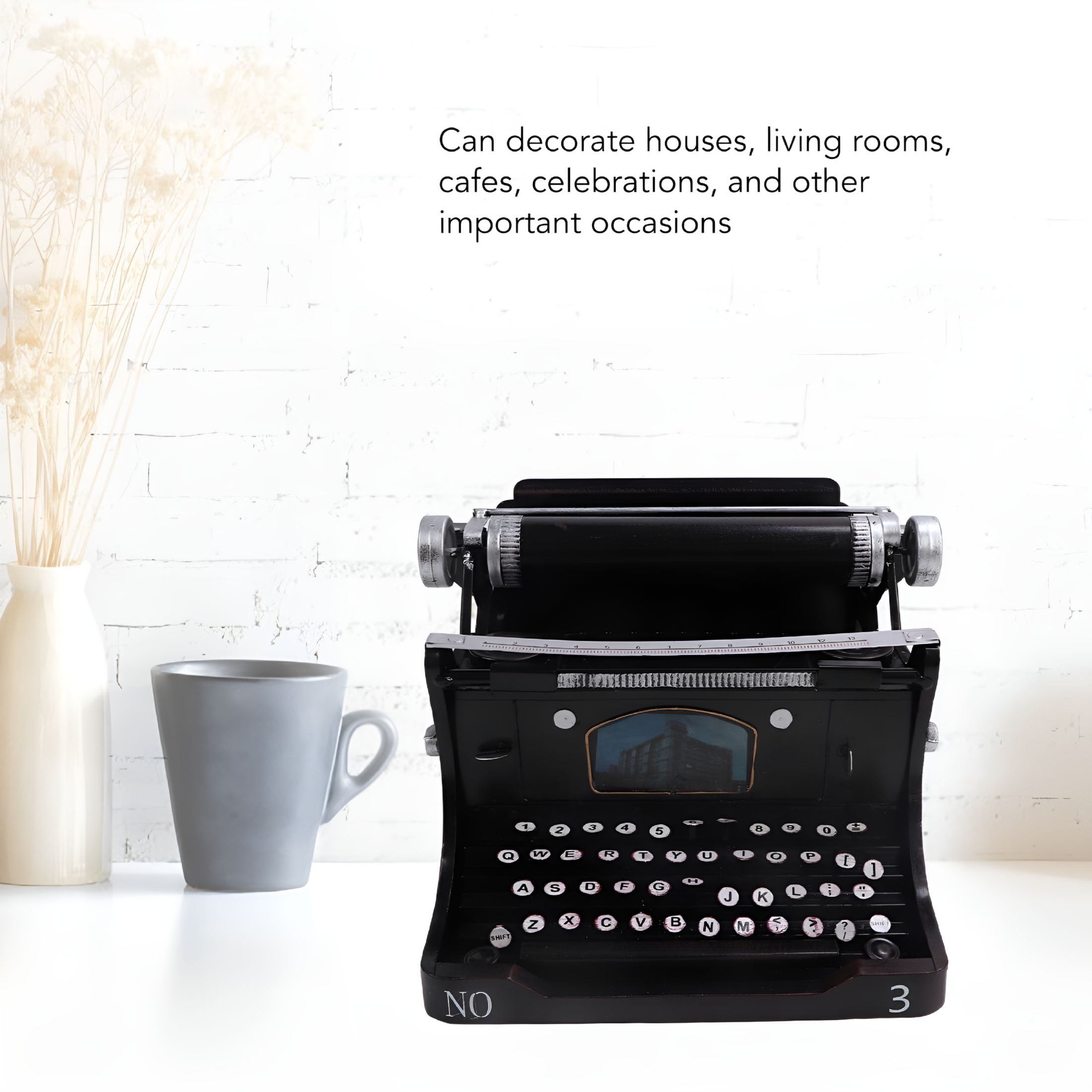 GJX Antique Typewriter Model,Black Portable Typewriter for Home