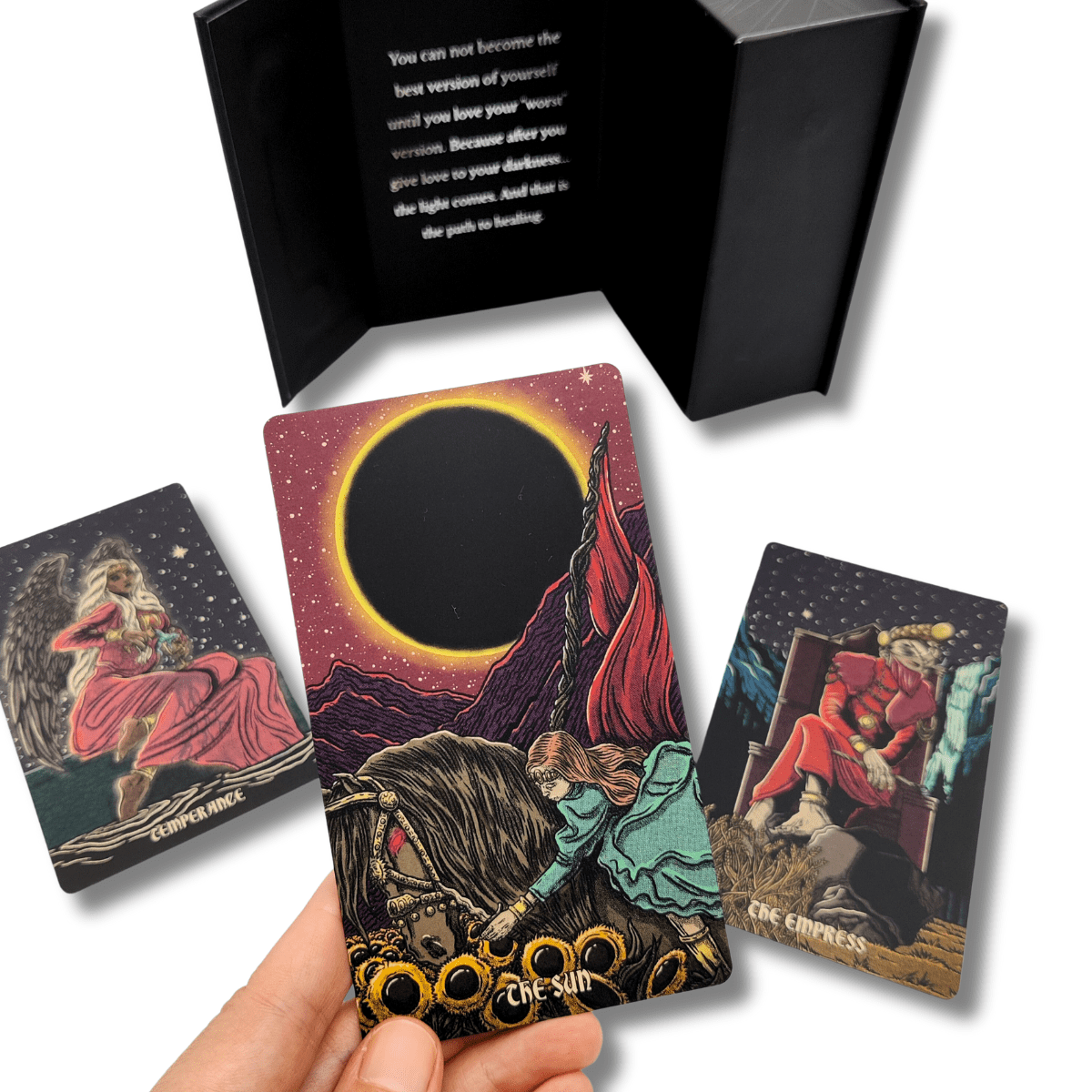 La Muci Dark Reflections Tarot Shadow Work Cards Deck, Unique Art Work with Guide Book for Beginners - A Minimalist Tarot Large Deck, Major and Minor Arcana Full Tarot Deck with 78 Cards