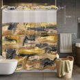 thumbnail image 3 of Gray Yellow No Hook Shower Curtain with Snap in Liner Abstract Modern Retro Polypropylene Pigment Taxture Waterproof Bathroom Shower Curtain with See Through Top Window for Bathtub 72" x 78", 3 of 9