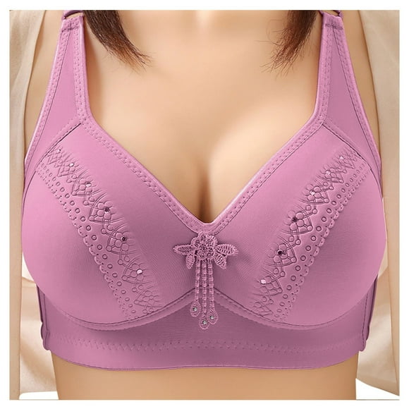 FhsagQ Bra Bras for Women Crotchless Leather Women's Comfortable Large Thin Sagging Side Beauty Back Shining No Steel Ring Wrapping Bra Womens Bras Black Lace Bras for Women Role Play Purple 40