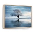 thumbnail image 2 of Designart "Wintry White Lakeside Scenery I" Winter Landscape Floater Framed Wall Art Living Room, 2 of 5