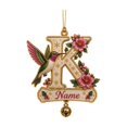 thumbnail image 3 of Clearance! Personalized Letter Christmas Tree Ornament, Hummingbird Floral Custom Name Hanging Pendant, Customized Alphabet Christmas Decorations Indoor, Holiday Wreath & Gift Tag Decor, K, 3 of 7