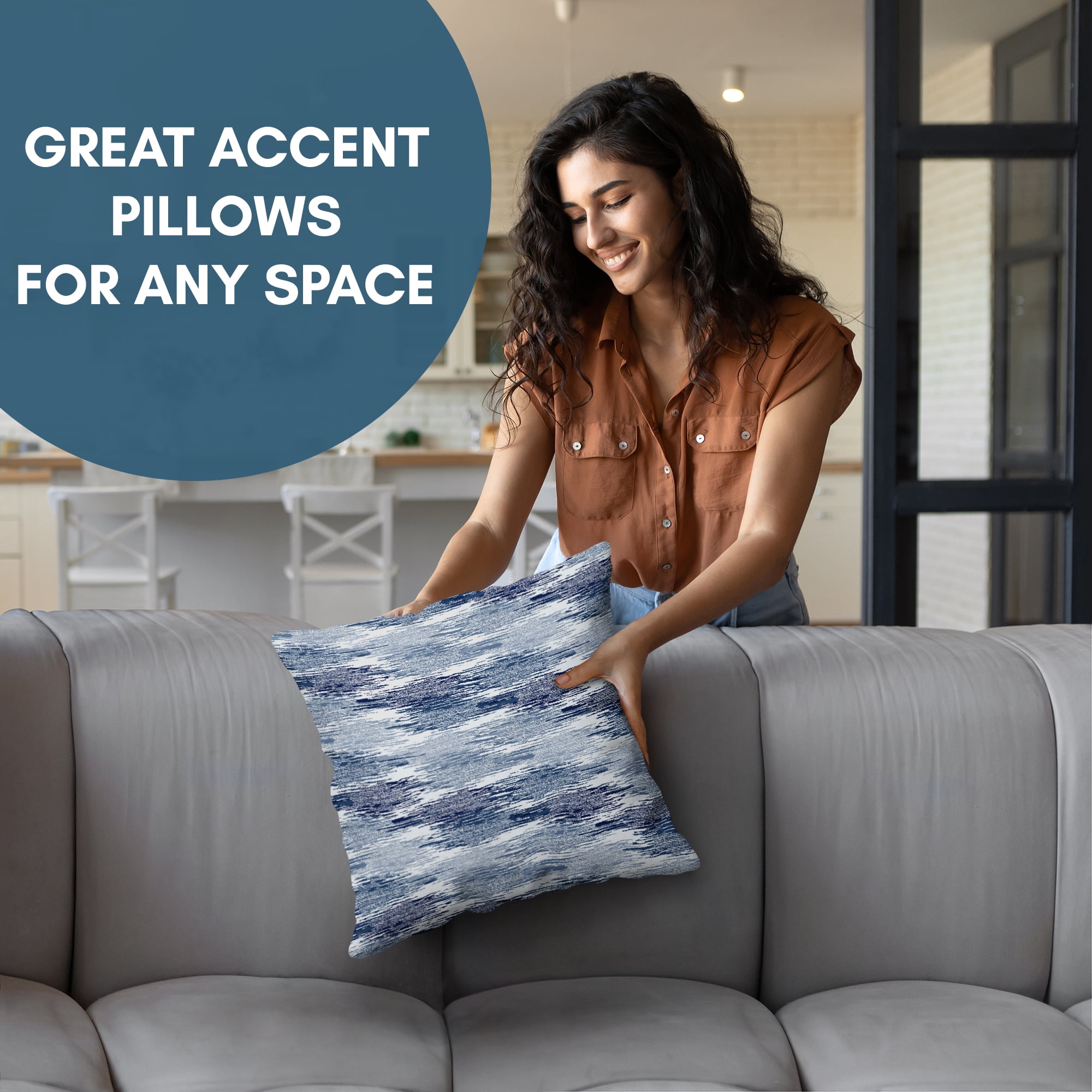 Americanflat 18"x18" Abstract Blurred Throw Pillow with Premium Polyester - Blue
