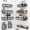 Black, variant on 5 Pack Self Adhesive Shower Caddy Organizer Rack for Inside Shower, Rustproof Stainless Steel Wall Mount Storage Basket Shampoo Holder Bathroom Accessory Decor Set, Gold