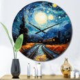 thumbnail image 1 of Designart "Vincent s Perspective Blue Train Rails I" Transportation Oversized Wall Clock, 1 of 6
