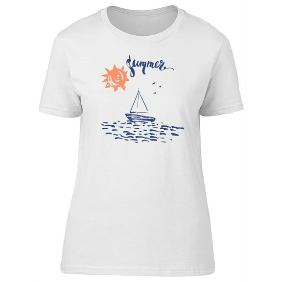 Summer, Cute Ship, Sea And Sun T-Shirt Women -Image by Shutterstock, Female x-Large