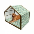 thumbnail image 1 of Hawaii Pet House, Botany Inspired Traditional Luau Party Funky Polynesian Culture, Outdoor & Indoor Portable Dog Kennel with Pillow and Cover, 5 Sizes, Jade Green Marigold, by Ambesonne, 1 of 4