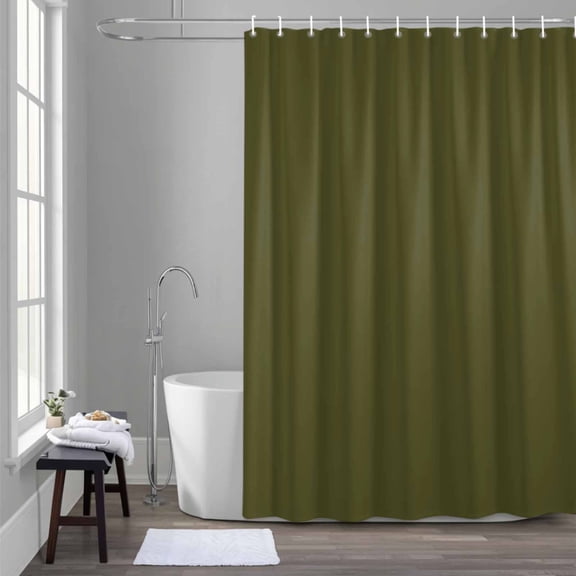 Olive Green 54x78 Inches Waterproof Shower Curtain, Solid Color Bath Curtain Set with 12 Hooks Washable Shower Curtains for Bathroom Bathtub Decor