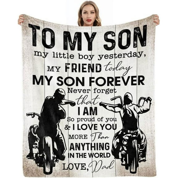 LHSHID Gifts for Son from Dad to My Son Blanket Happy Birthday Gifts for Son Best Graduation Christmas Ideas for Son Super Soft Fleece Throw Blankets Presents for Him Boys