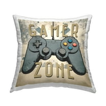 Stupell Industries Vintage Gamer Zone Decorative Printed Throw Pillow Design by Kim Allen.