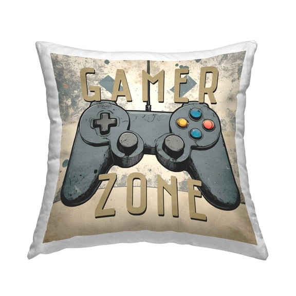 Stupell Industries Vintage Gamer Zone Decorative Printed Throw Pillow Design by Kim Allen.