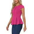 thumbnail image 4 of INSPIRAR CHIC Blusas de Peplum para Mujeres con Mangas Cortas y Cuello Redondo en Color Sólido 3XL Rosa Fucsia, 4 of 6