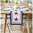 thumbnail image 2 of Table Runner Dresser Scarves 108 Inch Long, Flag Day Red Blue Patriotic Star on White Linen Dining Table Runners Freedom Independence Celebration Tabletop Scarf for Wedding Holiday Party Kitchen, 2 of 9