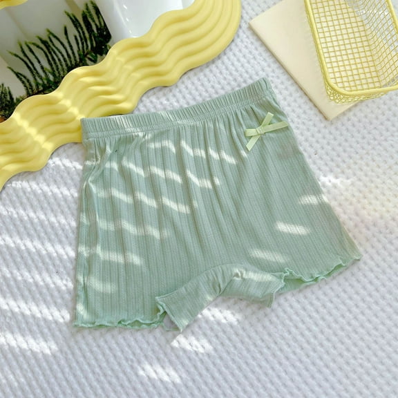 Girl Shorts Ribbed Infant Girls Solid Color Soft Elastic Bow Waist Ruffle Summer Casual Shorts