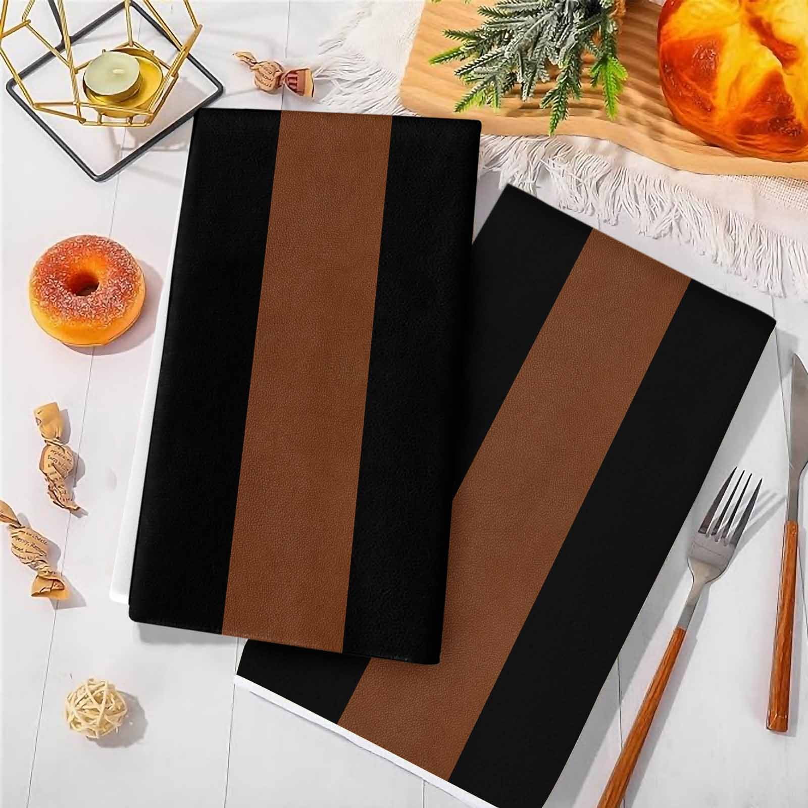 Brown Black White Kitchen Towels Set of 2, Contemporary Boho Modern Art Soft Microfiber Dish Towels, Absorbent Quick-Dry Washable Dishcloths for Kitchen Cleaning, Drying Dishes, 18x28 Inches