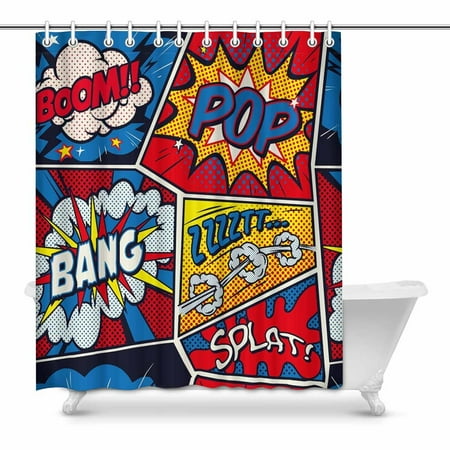 Pop Retro Art Comic Shout Bathroom Shower Curtain Set 60x72 Inch Canada Art Comic Shout Bathroom Shower Curtain, Comic Shower Curtain