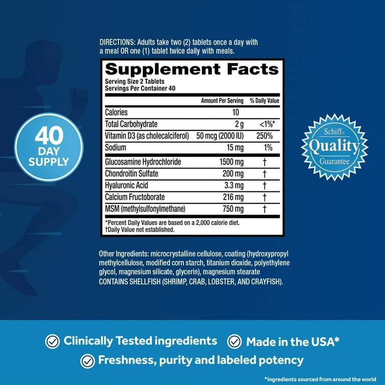 Move Free Advanced Plus MSM and Vitamin D3, Joint Health Supplement with Glucosamine and Chondroitin, 80 Count Move Free Advanced Plus MSM and Vitamin D3, Joint Health Supplement with Glucosamine and Chondroitin, 80 Count