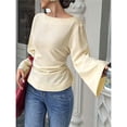 thumbnail image 4 of Camisas de Larga para Mujer, Tops Cortos de Otoño, Cuello , Mangas Acampanadas, Acanalados, con Cordones, Ropa Y2K Amarillo XXL, 4 of 8