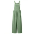 thumbnail image 3 of dmqupv Body Suit for Tall Women Casual Pocket Women Romper Strap Solid Playsuit Button Long Women Cotton Rompers And Jumpsuits Green Small, 3 of 5
