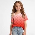 thumbnail image 6 of HAOTAGS Girls Short Sleeve T-Shirts, Cute Casual Summer Round Neck Tee Printed One-Shoulder Tops Red Size 11, 6 of 9
