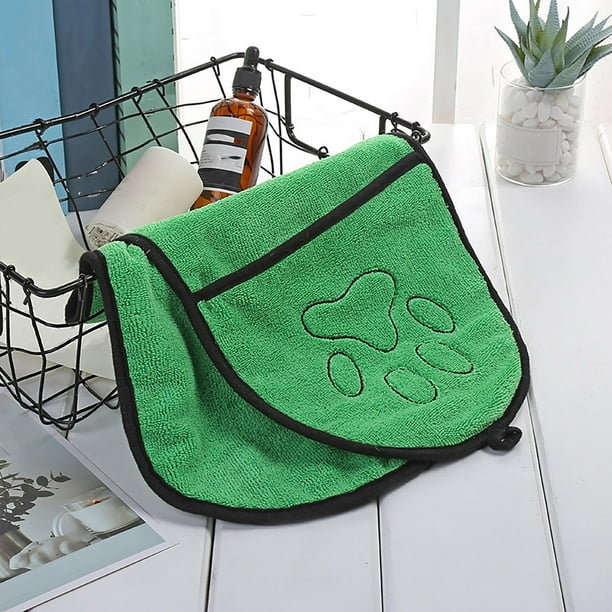 Toalla de microfibra superabsorbente para secar mascotas con bolsillos | Toalla de gamuza lavable a máquina para perros y gatos, ideal para bañarse, nadar y peinarse | 1 paquete