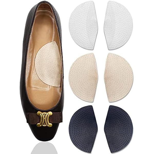 Arch Support Shoe Insoles for Flat Feet, Gel Arch Inserts for Plantar Fasciitis, Adhesive Arch Pad for Relieve Pressure and Feet Pain- 3 Pairs (Transparent+Black+Beige, 3 Count (Pack of 1))