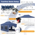 thumbnail image 6 of Patiojoy 10 x 20FT Pop up Canopy with 6 Sidewalls Outdoor Canopy Tent with Zippered Entrances Windows Blue, 6 of 10