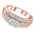 thumbnail image 2 of AFFY Round Shape White Natural Diamond Three Row Cluster Engagement Ring In 10k Rose Gold (0.5 cttw) Ring Size-10.5, 2 of 2