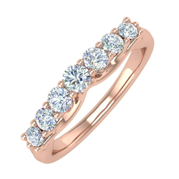 1/2 Carat 7-Stone Diamond Wedding Band Ring in 14K Rose Gold (Ring Size 4.5) (SI1-SI2 Clarity)