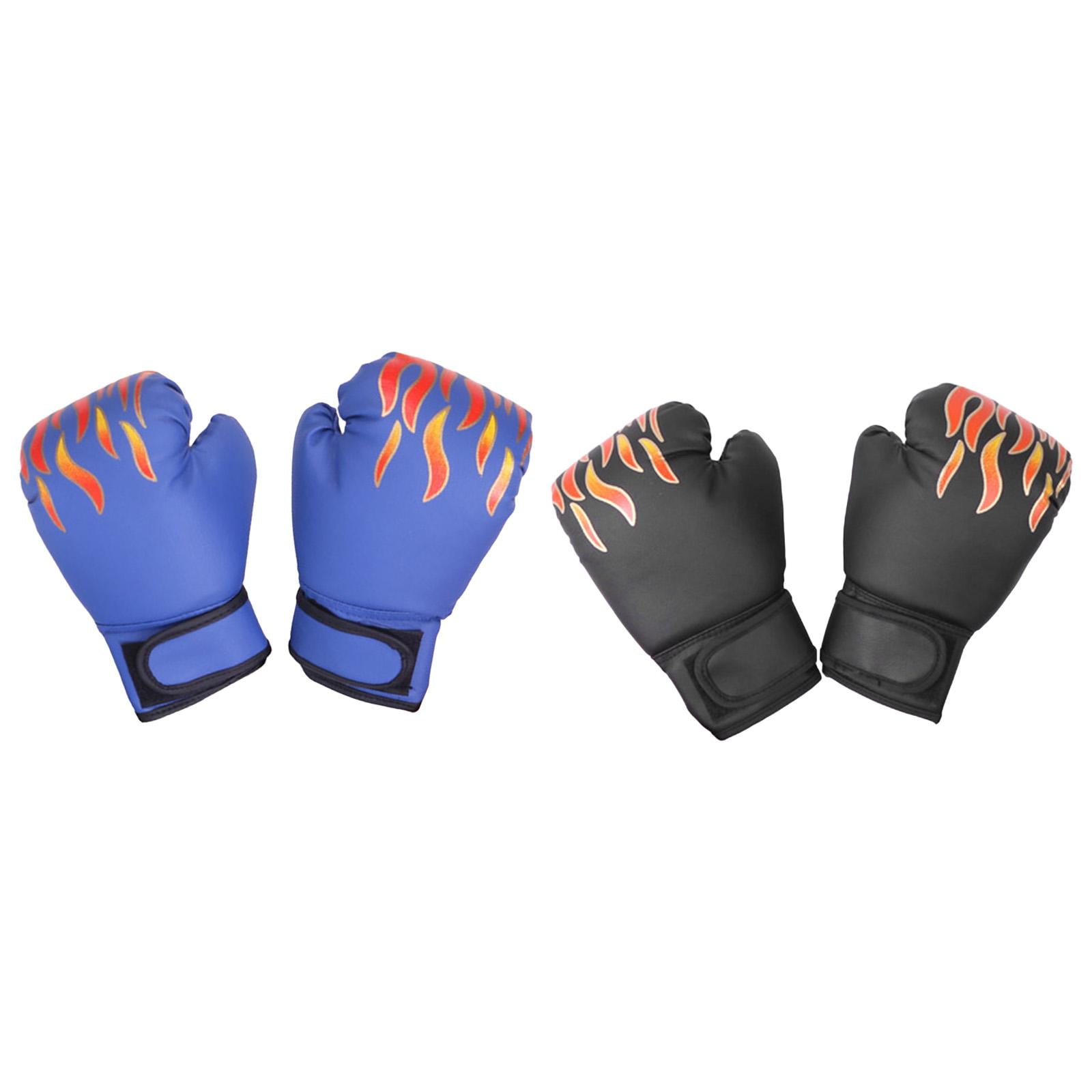 Baoblaze 2 Pair of Kids Boxing Gloves Beginners Home Gym Punching Bag Sparring Gloves Black and Blue