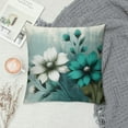 thumbnail image 2 of JEUXUS Throw Pillow Cover Short Plush Farm Teal Daisy Floral Flowers Butterfly on Country Wooden Cozy White, 2 of 5