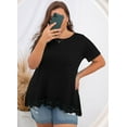 thumbnail image 4 of Cueply Plus Size Tops for Women Summer Casual Womens Short Sleeve Crew Neck Lace Shirts Tunic Blouses, 4 of 6