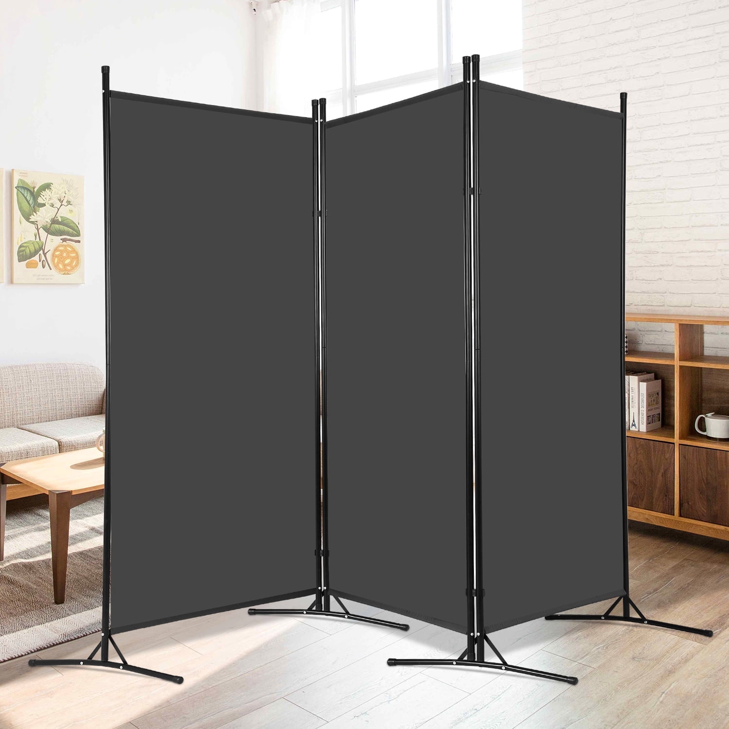 NiamVelo 3 Panel Room Divider Folding Partition Privacy Screens 5.9FT Portable Room Partition with Metal Frame Walls Dividers for Home Office Hospital 102" W x 70" H, Grey