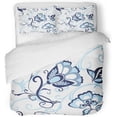 thumbnail image 1 of Juego de Ropa de Cama ABPHQTO 3 Piezas Jacobean Floral con Flores Azules Primaverales Funda nórdica con 2 fundas de almohada, 1 of 1
