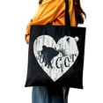 thumbnail image 5 of JEUXUS Initial Tote Bags for Women Canvas Bears School Sports Fan Team Spirit Mascot Cute Heart Gift 14.1x15.7in, 5 of 6
