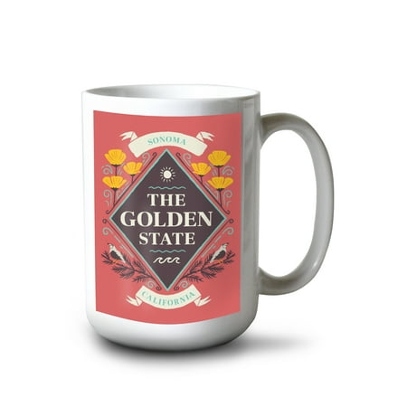 

15 fl oz Ceramic Mug Sonoma California State Motto Crest State Series Dishwasher & Microwave Safe