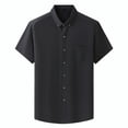 thumbnail image 2 of ZCFZJW Men's Short Sleeve Dress Shirts Wrinkle Free Regular Fit Dress Shirt Textured Casual Solid Color Button Down Shirts with Pocket Black XXXXXL, 2 of 4