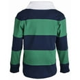 thumbnail image 2 of sportoli174; little boys 100% cotton wide striped long sleeve polo rugby shirt - green (size 4), 2 of 2