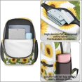 thumbnail image 2 of 17 Inch Lightweight Backpack,PVC Waterproof Oxford Fabric, Ergonomically Designed, with Large Capacity, Sunflower Print, 2 of 5