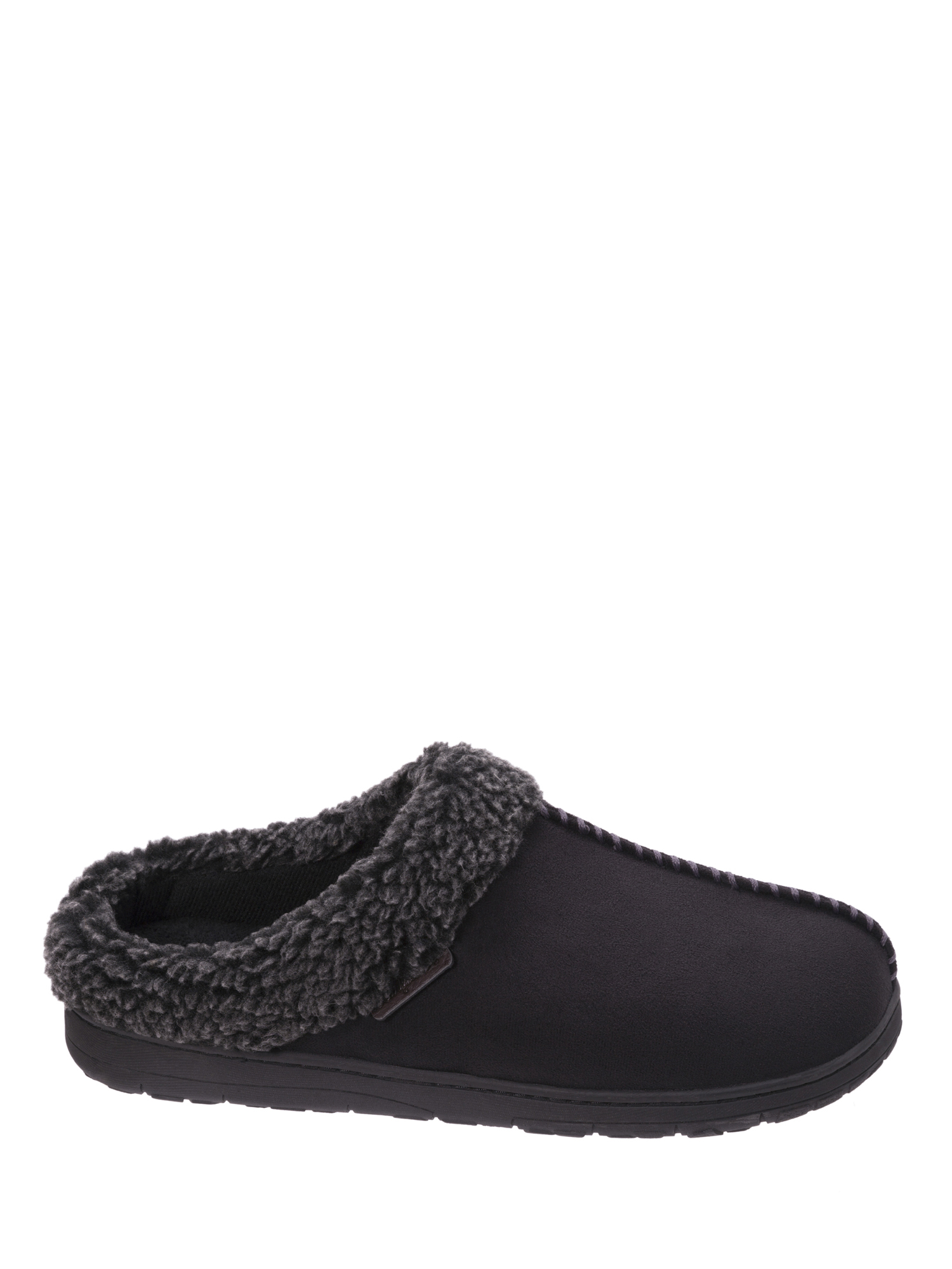 Dearfoams Men's Wide Width Microsuede Clog with Whipstitch Slippers