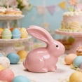 thumbnail image 5 of Ceramic Rabbit Figurine Ornament for Easter Tabletop or Shelf Decoration in Pink, 5 of 6