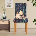 thumbnail image 4 of Yayeee 2 Pack Dining Chair Covers Stretch Parson Chairs Slipcovers Seat Protector, Dark Blue Christmas, 4 of 6