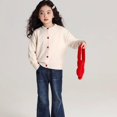 thumbnail image 6 of Girls' Cardigan Sweater Cute Heart Buttons Cotton Long Sleeve Crewneck Uniform Sweater for Girls Warm Knitted Cardigan Jacket, 6 of 9