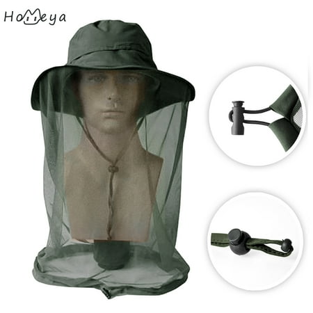 Face Nut - Mesh Head Face Protector Mask Hat,homeya Insect Bee Mosquito Bug Anti-mosquito Net Resistance Sunhat Safari Hat without UV Protection for Travel Camping Pasture Green